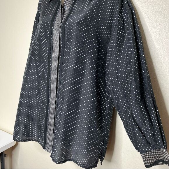 Vintage 90s The Limited Silk Black White Polka Dot Long Sleeve Shirt Women Large - Picture 4 of 12